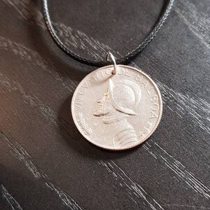 Necklace Coin Panama Quarto Balboa 1/4 Balboa 45 - 50 cm Leather