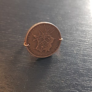 Münzring Frankreich 10 Francs Liberte Egalite Fraternite aus gewickeltem Schmuckdraht Landkarte