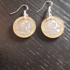 Earrings Coin France 10 Francs Bicolor Coins