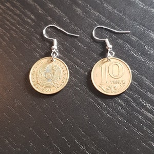Coin earrings Thailand 50 Satang gold colored 4.2 cm