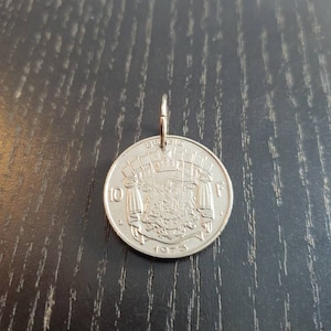 Pendant Coin Belgium 10 Francs Large Coin