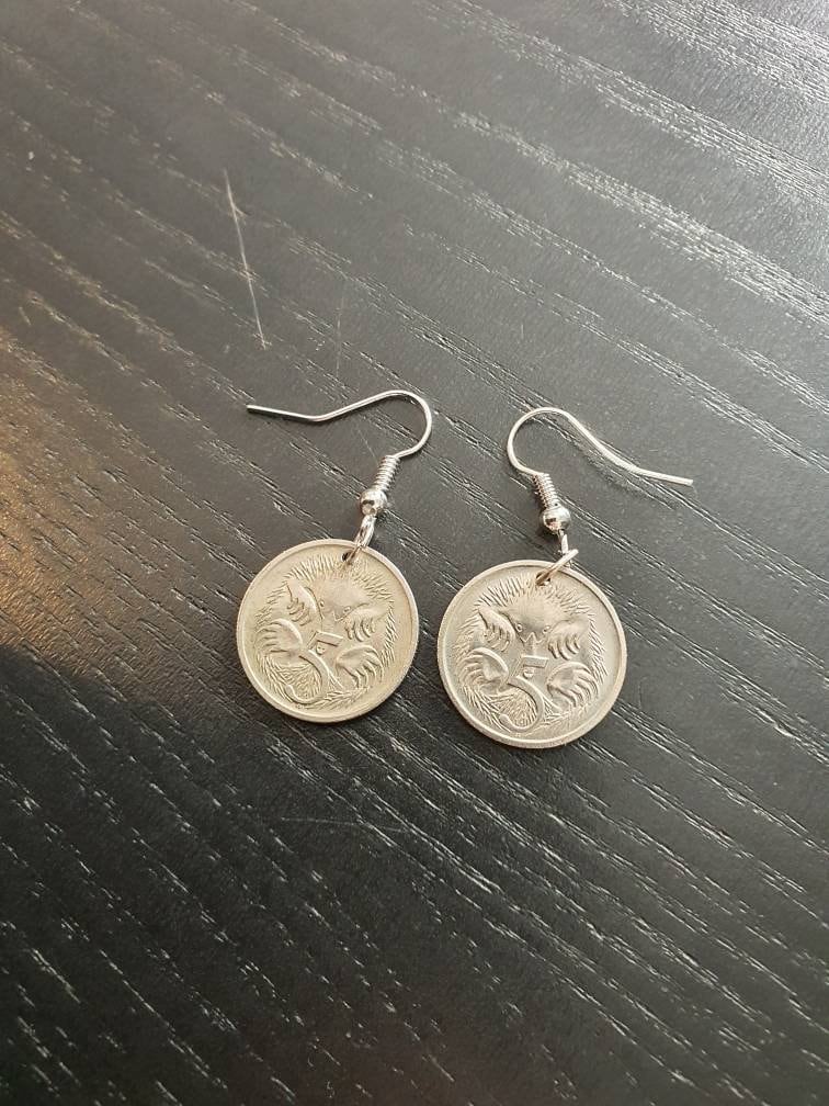 Earrings Coin Australia 5 Cent Real Coins