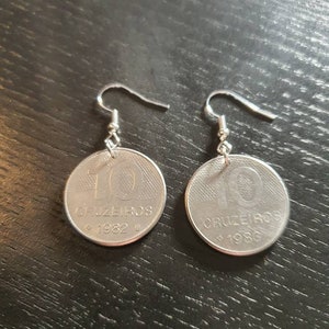 Earrings Coin Brazil 10 Cruzeiros real coins