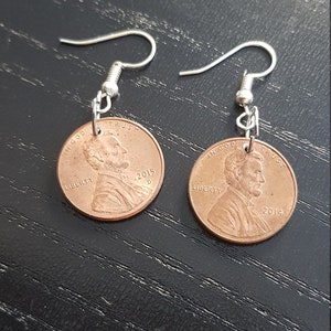 Earrings Coin USA 1 Cent Wheat Penny Women Unisex