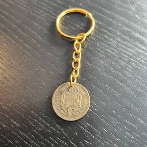 Keychain coin Spain 1 peseta 1944 real coin