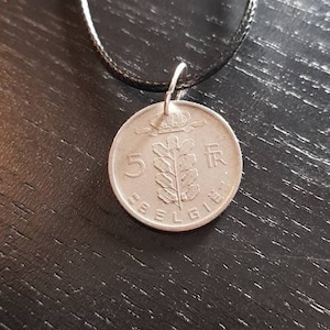 Halskette Münze Belgien 5 Francs Silber Weizen 45 - 50 cm
