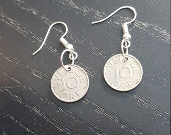 Earrings Coin Sweden 10 Öre Women&#39;s Fashion Jewelry