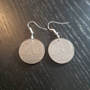 Earrings Coin Poland 20 zloty from real coins eagle