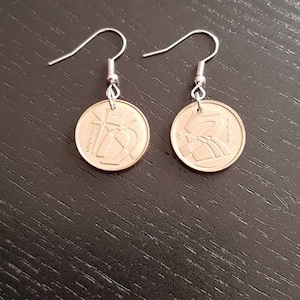 Earrings coin Spain 5 pesetas small gold coin genuine