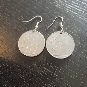 Earrings Mint Italy 100 Lire Genuine Coins Heavy Pendants