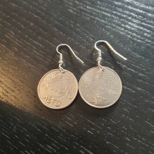 Earrings Coin Saudi Arabia 25 Halalas Real Coins Arabic