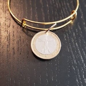 Bangle Coin 1 Euro Italy de Vitruvian man Leonardo da Vinci