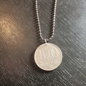 Ball chain coin Poland 100 zloty 1990 60 cm real coin