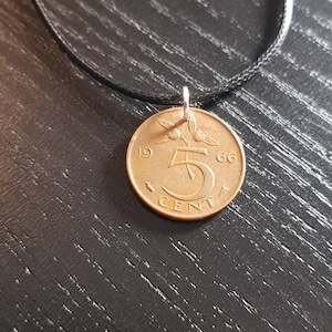 Necklace Coin Netherlands 5 Cent 45 - 50 cm Juliana
