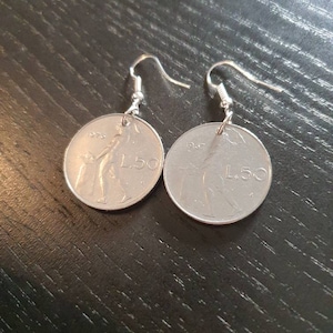 Orecchini Zecca Italia 50 Lire da monete vere