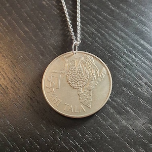 Necklace Coin Tokelau 1 Tahi Tala 1978 60 cm Stainless Steel Large Coin Rare