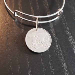 Bangle Coin Spain 2 Pesetas Aluminium genuine coin