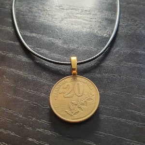 Necklace Coin Greece 20 Drachmas Gold 45 - 50 cm UpcyclingGift Home DIY Minimalist Trend Mothers day Fathers Day