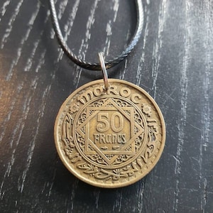 Necklace Coin Morocco 50 Francs 45 - 50 cm 17.7 Inches