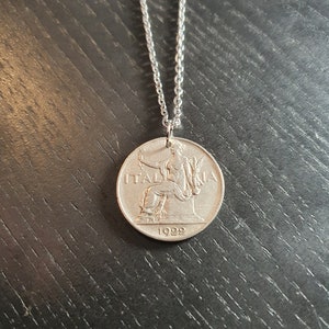 Collana Moneta Italia 1 Lire 1922 60 cm Acciaio Vera Moneta