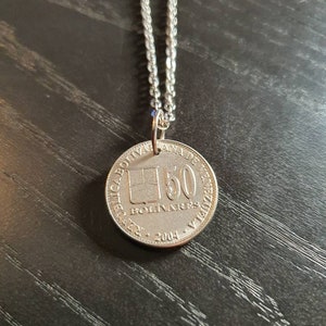 Necklace Coin Venezuela 50 Bolivares 2004 60 cm stainless steel genuine coin Libertador