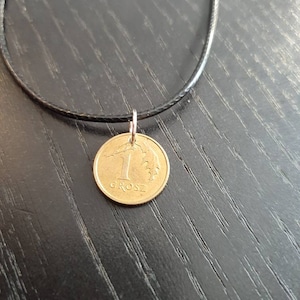 Pendant small gold coin Poland 1 2 5 Groszy 45 - 50 cm leather surfer necklace ladies upcycling real coins several designs