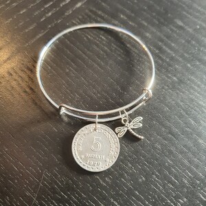 Bangle Coin Indonesia 5 Rupiah 1979 Aluminum Real Coin Dragonfly