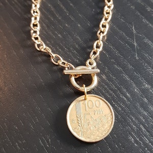Bracelet Coin Spain 100 Ptas Pesetas 1995 Toggle 18 cm FAO