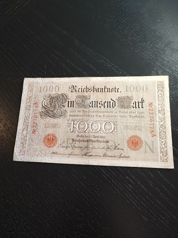 紙幣 ドイツ帝国 1000 マルク 1910 年 4 月 - Etsy 日本