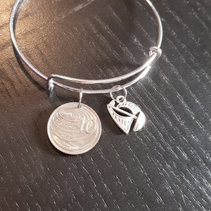 Bangle Coin Cayman Islands 10 Cent Turtle Real Coin