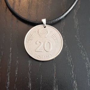 Surfer Necklace Coin Hungary 20 Forint 60 cm with sliding knot