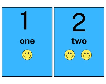 Tarjetas didácticas de números coloridos y felices