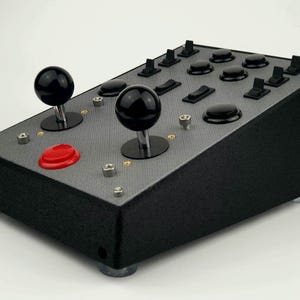 PC Button Box large with 2 joysticks for Flight Sim, Farm Sim, Truck Sim, Train Sim, Space Sim, Racing Sim universal Control Panel PC USB