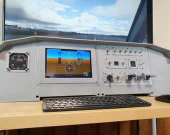 Modular PC Desktop Cockpit | 10 Touchscreen and Tactical Flight Controller Airliner Style