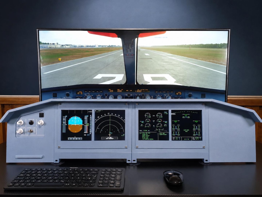 Dual Monitor Flight Sim Desktop Cockpit | Modular Airbus Style Panel ...
