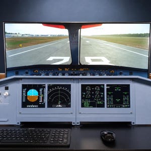 Dual Monitor Flight Sim Desktop Cockpit | Modular Airbus Style Panel USB Plug & Play