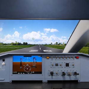 Modular Flight Sim Desktop Cockpit 12.2" HD Screen + Full Switch Panel - 11 Toggle Switches, Flaps, Gear Levers - Plug & Play - Handcrafted