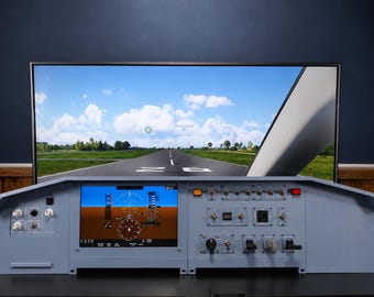 Modular Flight Sim Desktop Cockpit 12.2" HD Screen + Full Switch Panel - 11 Toggle Switches, Flaps, Gear Levers - Plug & Play - Handcrafted