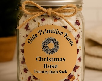 Christmas Rose Balsam Bath Soak | Holiday Essential Oil Epsom Salt Gift for Self-Care