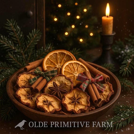 Primitive Apple and Orange Slices with Bundled Cinnamon Sticks|Christmas Potpourri|Country Decor