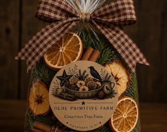 Primitive Christmas Potpourri | Dried Apples, Oranges, Pine, Cinnamon Sticks, Farmhouse Decor