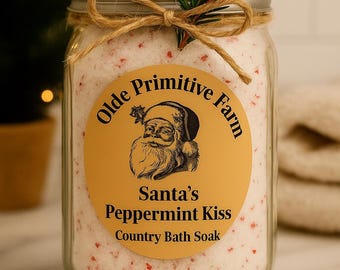 Peppermint Vanilla Bath Soak – Christmas Spa Gift, Farmhouse Style