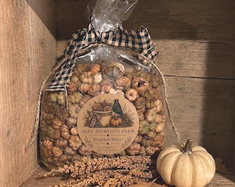 Mini Neutral Putka Pumpkins | Primitive Fall Decor | Scented or Unscented Rustic Bowl Filler