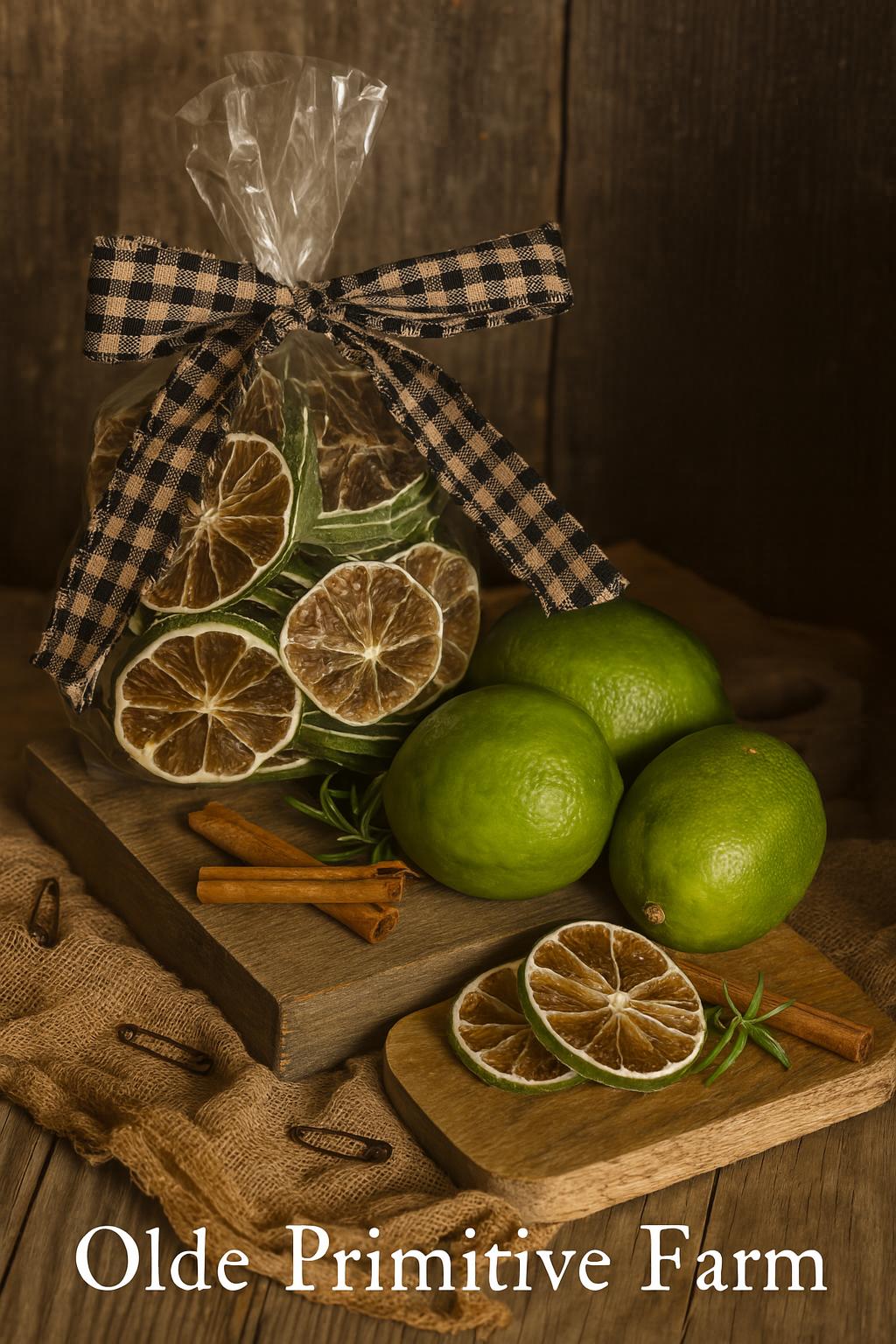 Dried Lime Slices-25 or 50 slices- Potpourri-Primitive Decor-Vase Filler