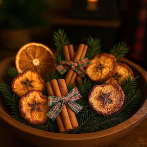 Primitive Christmas Potpourri | Apple, Orange, Pine Sprigs & Cinnamon Sticks