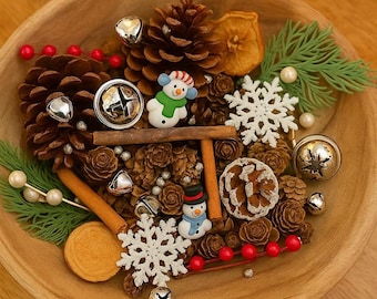 Snowman & Snowflake Potpourri – Festive Rustic Holiday Centerpiece