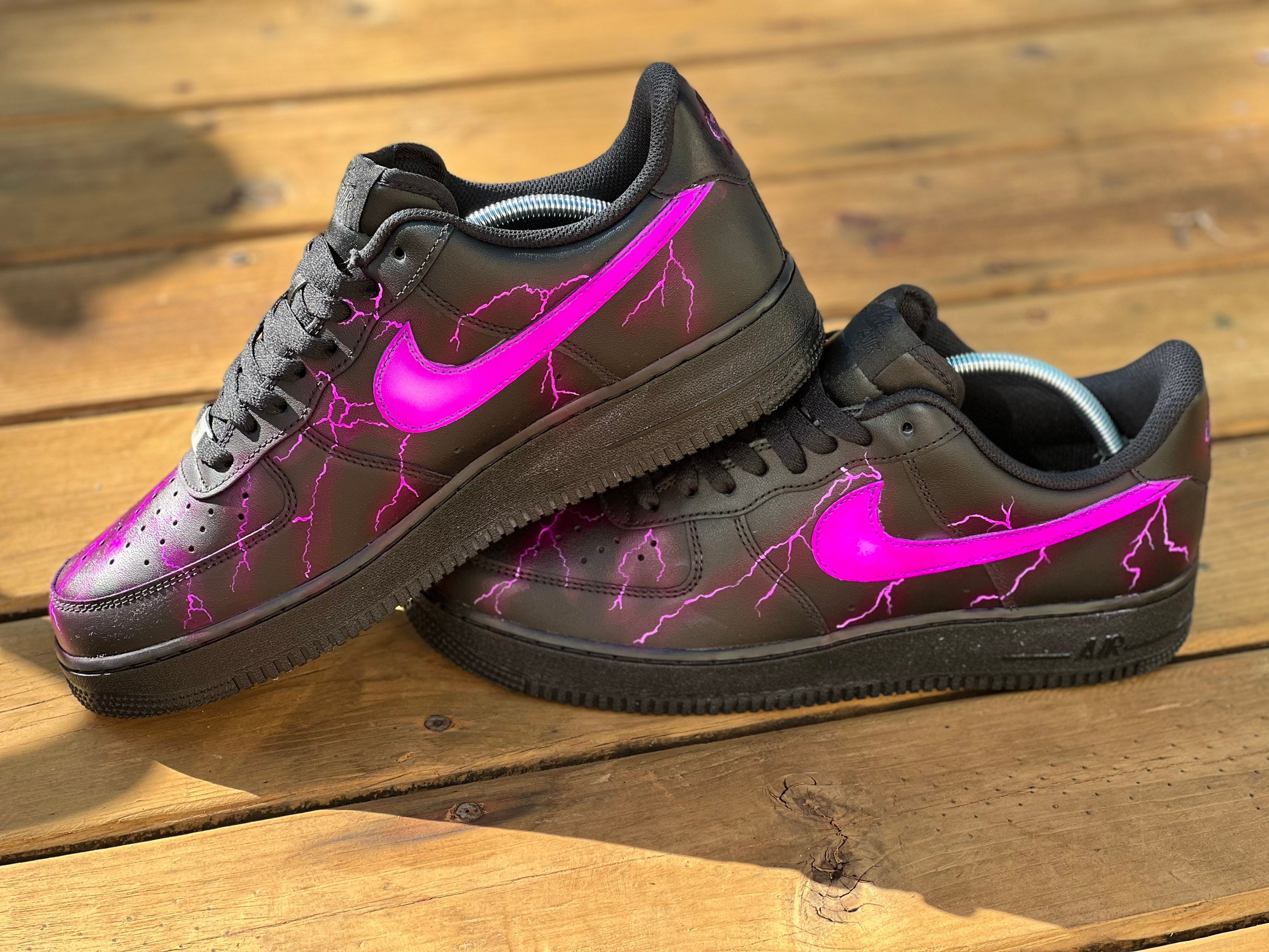 Custom Hand Painted Black Bandana Drip Nike Air Force 1 Low – B