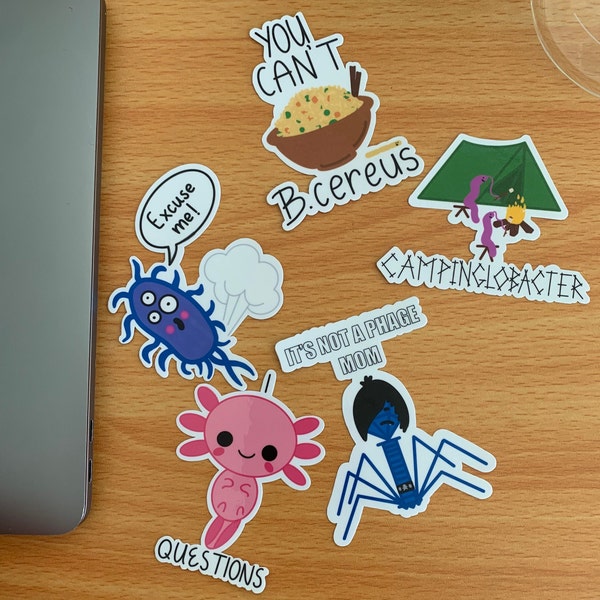 Science Pun Stickers l Microbiology, Cell Biology, Medicine Stickers