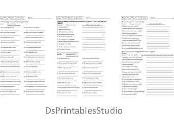 Práctica de formulario de pregunta y presente negativo simple imprimible