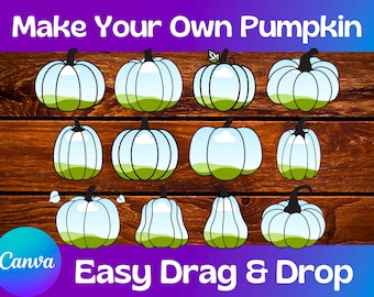 Fill Your Own Canva Template Frames, Halloween Pumpkin Canva Frames, Pumpkin Canva Templates, Canva Element Frames, Drag and Drop Photo